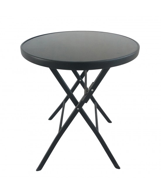 Τραπέζι Μεταλλικό ArteLibre Πτυσσόμενο TAURUS Μαύρο Φ60x70cm