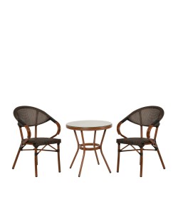 Σετ Τραπεζαρία Κήπου ArteLibre BURUNDI Μπαμπού Αλουμίνιο/Γυαλί Με 2 Πολυθρόνες 14990221