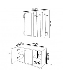 Έπιπλο Εισόδου ArteLibre Με Καθρέπτη BOKANG Δρυς/Λευκό Μοριοσανίδα/Γυαλί 90x33x90cm Έπιπλο Εισόδου ArteLibre Με Καθρέπτη BOKANG Δρυς/Λευκό Μοριοσανίδα/Γυαλί 90x33x90cm