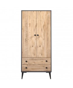 Ντουλάπα Δίφυλλη ArteLibre AMARI Ανθρακί/Δρυς Μοριοσανίδα 82x48x180cm