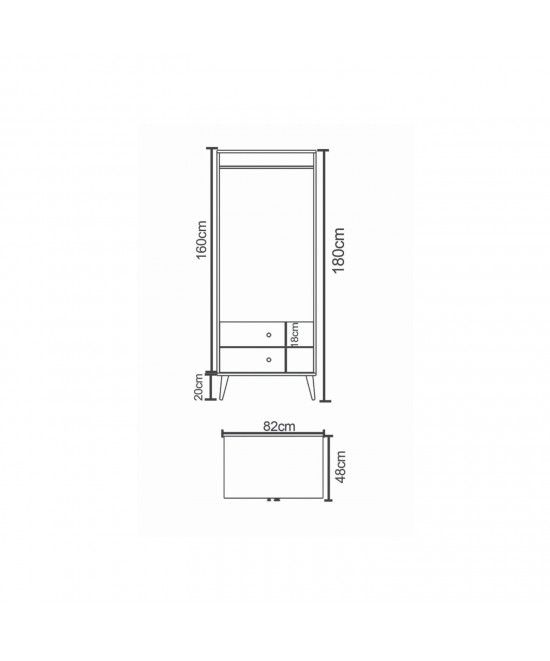 Ντουλάπα Δίφυλλη ArteLibre AMARI Δρυς Μοριοσανίδα 82x48x180cm