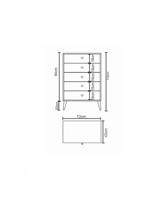 Συρταριέρα ArteLibre AMARI Λευκό Μοριοσανίδα 72x43x114cm