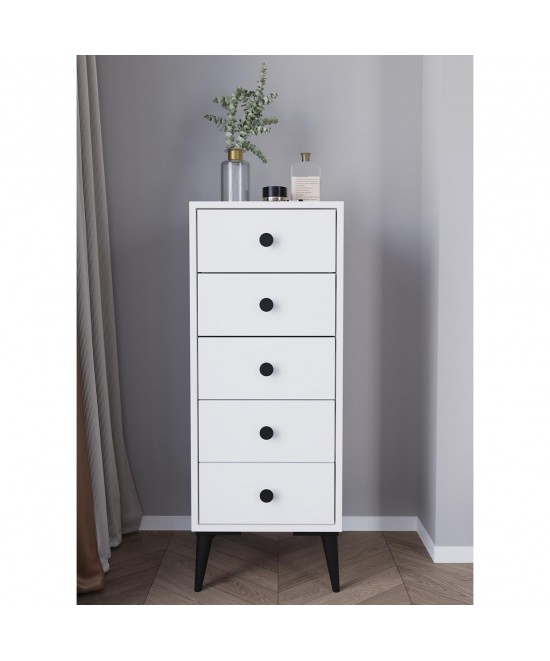 Συρταριέρα ArteLibre AMARI Λευκό Μοριοσανίδα 43x43x114cm