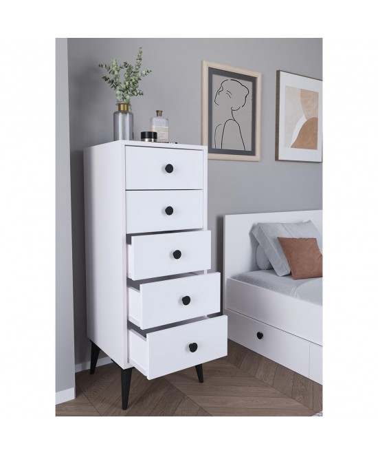 Συρταριέρα ArteLibre AMARI Λευκό Μοριοσανίδα 43x43x114cm