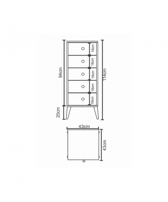Συρταριέρα ArteLibre AMARI Λευκό Μοριοσανίδα 43x43x114cm