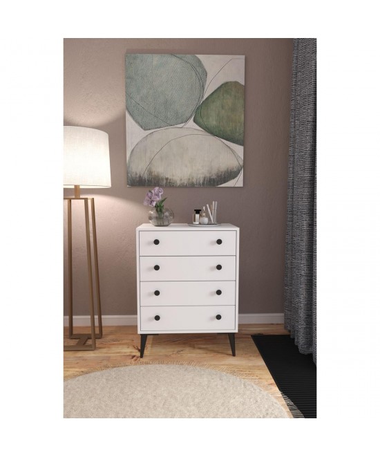 Συρταριέρα ArteLibre AMARI Λευκό Μοριοσανίδα 72x43x96cm