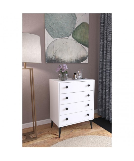 Συρταριέρα ArteLibre AMARI Λευκό Μοριοσανίδα 72x43x96cm
