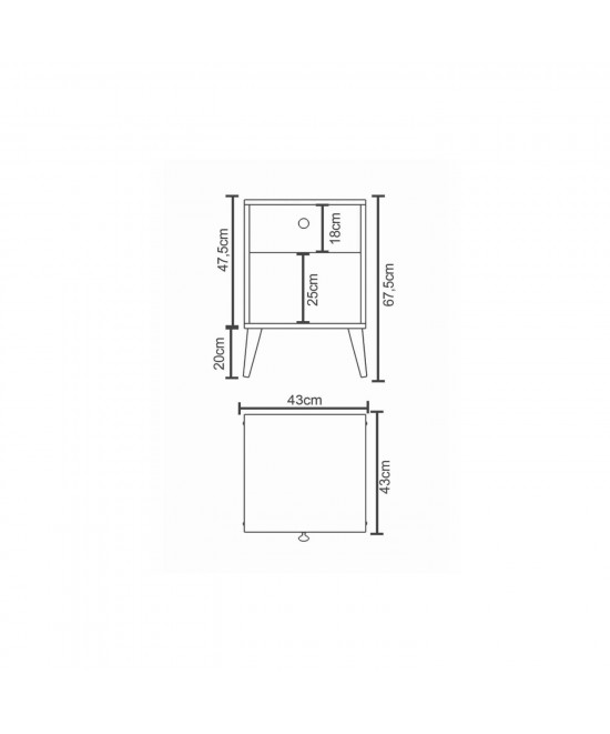 Κομοδίνο ArteLibre AMARI Ανθρακί/Λευκό Μοριοσανίδα 43x43x67.5cm