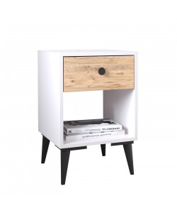 Κομοδίνο ArteLibre AMARI Λευκό/Δρυς Μοριοσανίδα 43x43x67.5cm