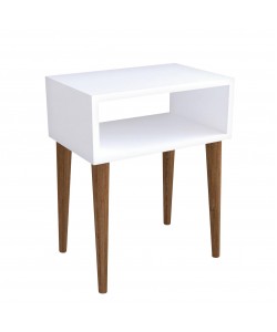 Κομοδίνο ArteLibre GANIRU Λευκό Μοριοσανίδα/Ξύλο 45x30x60cm