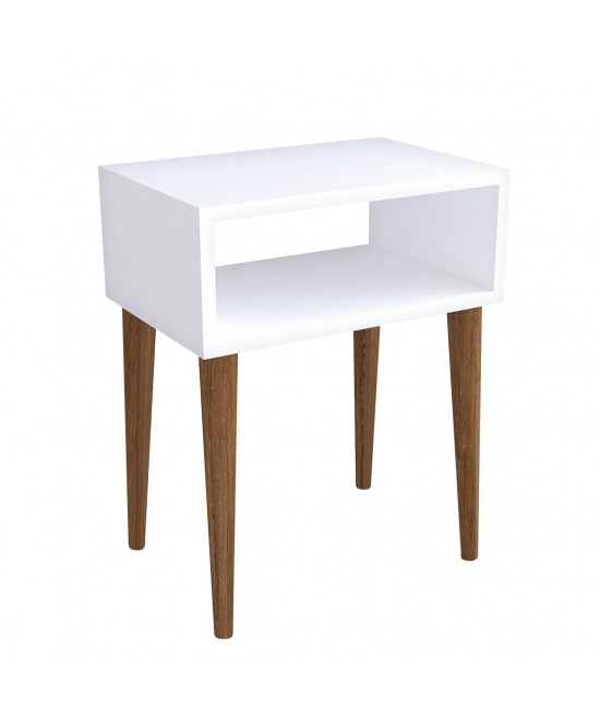 Κομοδίνο ArteLibre GANIRU Λευκό Μοριοσανίδα/Ξύλο 45x30x60cm