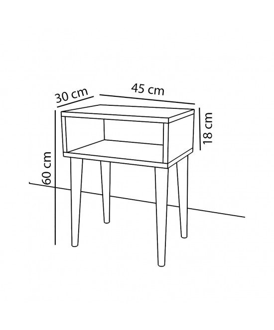 Κομοδίνο ArteLibre GANIRU Καρυδί Μοριοσανίδα/Ξύλο 45x30x60cm