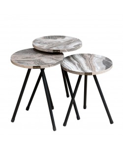 Τραπεζάκι Βοηθητικό ArteLibre UBA Γκρι/Όψη Μαρμάρου Μοριοσανίδα/Μέταλλο 33.5x52cm Σετ 3Τμχ