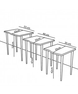 Τραπεζάκι Βοηθητικό ArteLibre NURU Γκρι/Όψη Μαρμάρου Μοριοσανίδα/Ξύλο 53x35x52/44x35x47/35x35x42cm Σετ 3Τμχ