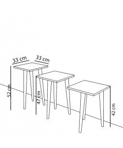 Τραπεζάκι Βοηθητικό ArteLibre ZURI Cordoba Μοριοσανίδα/Ξύλο 33x33x52/33x33x47/33x33x42cm Σετ 3Τμχ