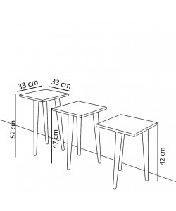 Τραπεζάκι Βοηθητικό ArteLibre ZURI Καρυδί Μοριοσανίδα/Ξύλο 33x33x52/33x33x47/33x33x42cm Σετ 3Τμχ