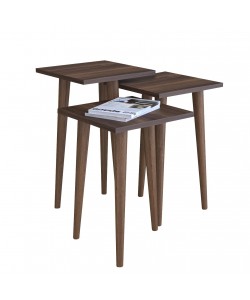 Τραπεζάκι Βοηθητικό ArteLibre ZURI Καρυδί Μοριοσανίδα/Ξύλο 33x33x52/33x33x47/33x33x42cm Σετ 3Τμχ