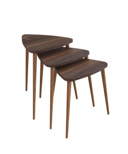 Τραπεζάκι Βοηθητικό ArteLibre ABIDEMI Καρυδί Μοριοσανίδα/Ξύλο 35x52/35x47/35x42cm Σετ 3Τμχ