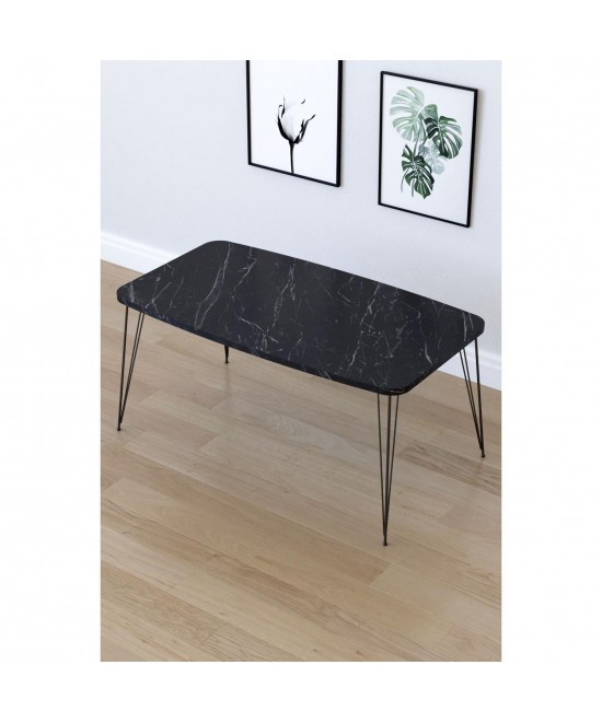 Τραπεζάκι Σαλονιού ArteLibre FEMI Μαύρο Μοριοσανίδα/Μέταλλο 50x90x40cm