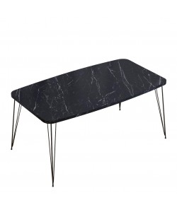 Τραπεζάκι Σαλονιού ArteLibre FEMI Μαύρο Μοριοσανίδα/Μέταλλο 50x90x40cm