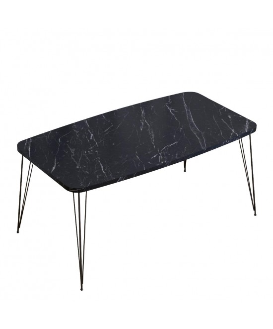 Τραπεζάκι Σαλονιού ArteLibre FEMI Μαύρο Μοριοσανίδα/Μέταλλο 50x90x40cm