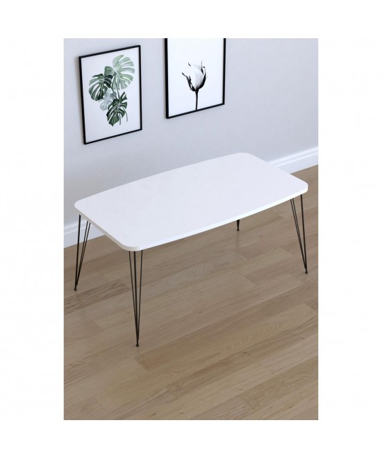 Τραπεζάκι Σαλονιού ArteLibre FEMI Λευκό Μοριοσανίδα/Μέταλλο 50x90x40cm