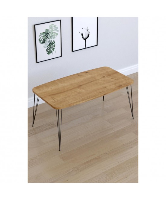 Τραπεζάκι Σαλονιού ArteLibre FEMI Δρυς Μοριοσανίδα/Μέταλλο 50x90x40cm