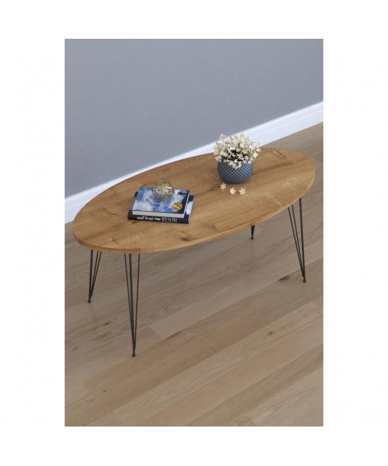 Τραπεζάκι Σαλονιού ArteLibre SEYE Δρυς Μοριοσανίδα/Μέταλλο 45x90x40cm