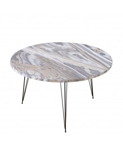 Τραπεζάκι Σαλονιού ArteLibre TAYO Γκρι Μοριοσανίδα/Μέταλλο Φ70x40cm