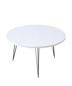 Τραπεζάκι Σαλονιού ArteLibre TAYO Λευκό Μοριοσανίδα/Μέταλλο Φ70x40cm