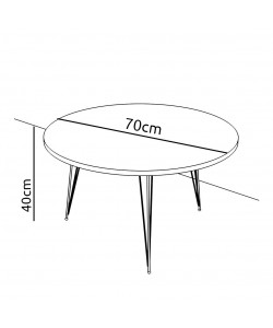 Τραπεζάκι Σαλονιού ArteLibre TAYO Λευκό Μοριοσανίδα/Μέταλλο Φ70x40cm