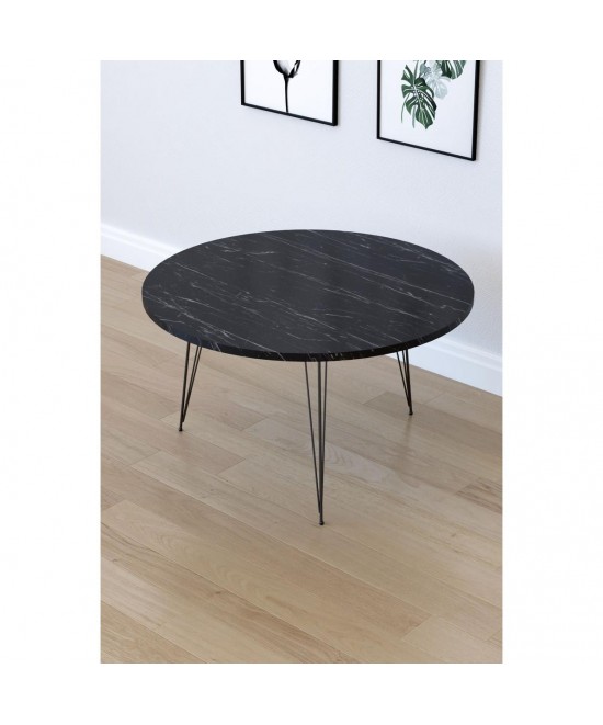 Τραπεζάκι Σαλονιού ArteLibre TAYO Μαύρο Μοριοσανίδα/Μέταλλο Φ70x40cm