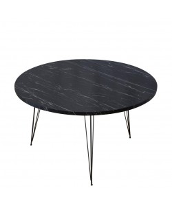 Τραπεζάκι Σαλονιού ArteLibre TAYO Μαύρο Μοριοσανίδα/Μέταλλο Φ70x40cm