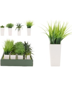 Φυτό Τεχνητό ArteLibre Σε Λευκό Γλαστράκι 23cm Σε 4 Ποικιλίες