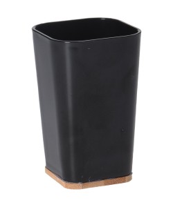 Ποτήρι Για Οδοντόβουρτσα ArteLibre Μαύρο/Φυσικό Πλαστικό/Μπαμπού 73x73x115mm