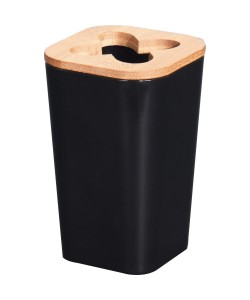 Ποτήρι Για Οδοντόβουρτσα ArteLibre Μαύρο/Φυσικό Πλαστικό/Μπαμπού 73x73x115mm