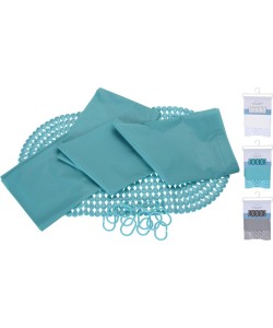 Σετ Κουρτίνα Μπάνιου Με 12 Κρίκους Και Πατάκι 2Τμχ Σε 3 Χρώματα