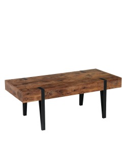 Τραπέζι Σαλονιού ArteLibre LUTHEN Καρυδί/Μαύρο MDF/Μέταλλο 120x55x45cm