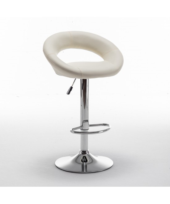 Σκαμπό Bar ArteLibre FETT Με Πλάτη Πτυσσόμενο Μπεζ PU/Μέταλλο 54x49x81-103cm