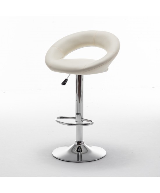 Σκαμπό Bar ArteLibre FETT Με Πλάτη Πτυσσόμενο Μπεζ PU/Μέταλλο 54x49x81-103cm