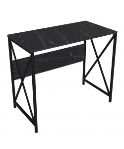 Γραφείο ArteLibre CASILDA Μαύρο/Όψη Μαρμάρου Μέταλλο/Μοριοσανίδα 75x90x45cm