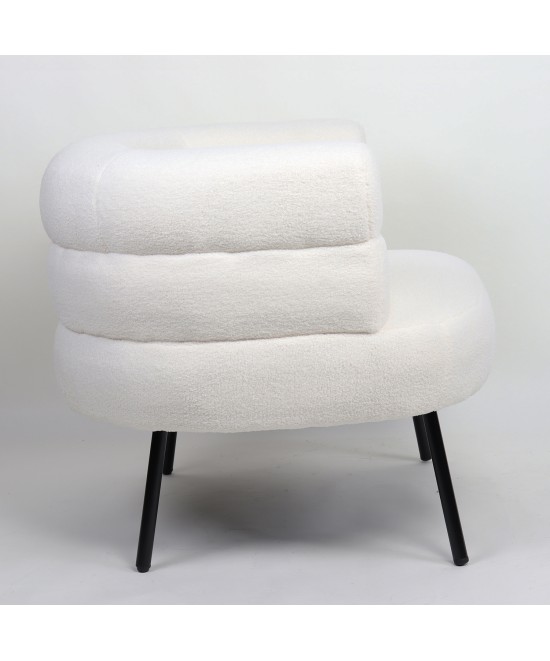 Πολυθρόνα ArteLibre CEREN Λευκό Ύφασμα/Μέταλλο/Ξύλο 87x80x70cm