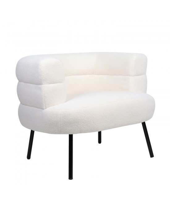 Πολυθρόνα ArteLibre CEREN Λευκό Ύφασμα/Μέταλλο/Ξύλο 87x80x70cm