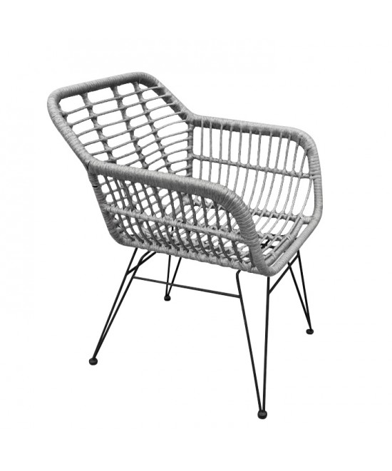 Καρέκλα Κήπου ArteLibre TERESINA Γκρι/Μαύρο Μέταλλο/Rattan 58x59x81cm