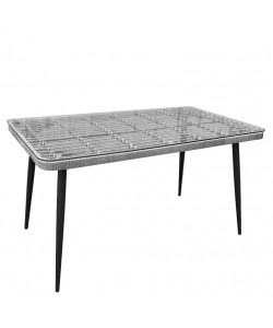 Τραπέζι Κήπου ArteLibre QUITO Γκρι/Μαύρο Μέταλλο/Rattan/Γυαλί 160x90x78cm
