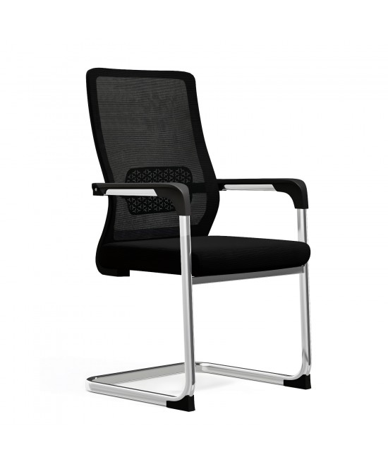 Καρέκλα Επισκέπτη ArteLibre NAMI Μαύρο/Χρώμιο Mesh/Μέταλλο 56x56x100cm