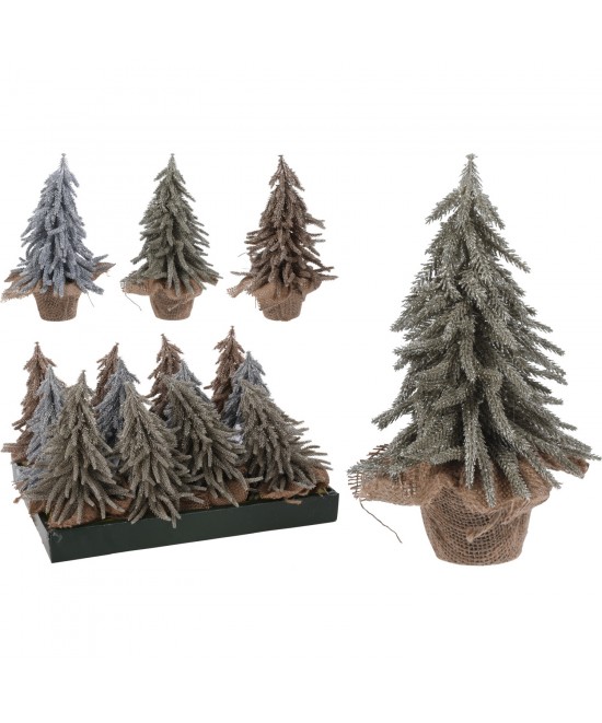 Δεντράκι Με Glitter Σε Τσουβαλάκι Πλαστικό 15x15x28cm Σε 3 Χρώματα