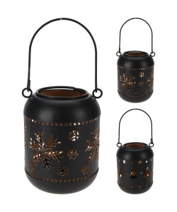 Φανάρι ArteLibre Με Χριστουγεννιάτικη Διακόσμηση Μαύρο/Χρυσό Μέταλλο 12x12x16cm Σε 2 Σχέδια