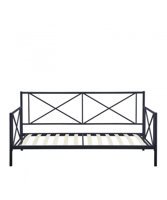 Κρεβάτι Μονό ArteLibre JASMINE Μαύρο Μέταλλο 208x97.6x100cm (Στρώμα 90x200cm)