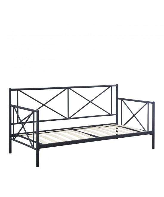 Κρεβάτι Μονό ArteLibre JASMINE Μαύρο Μέταλλο 208x97.6x100cm (Στρώμα 90x200cm)